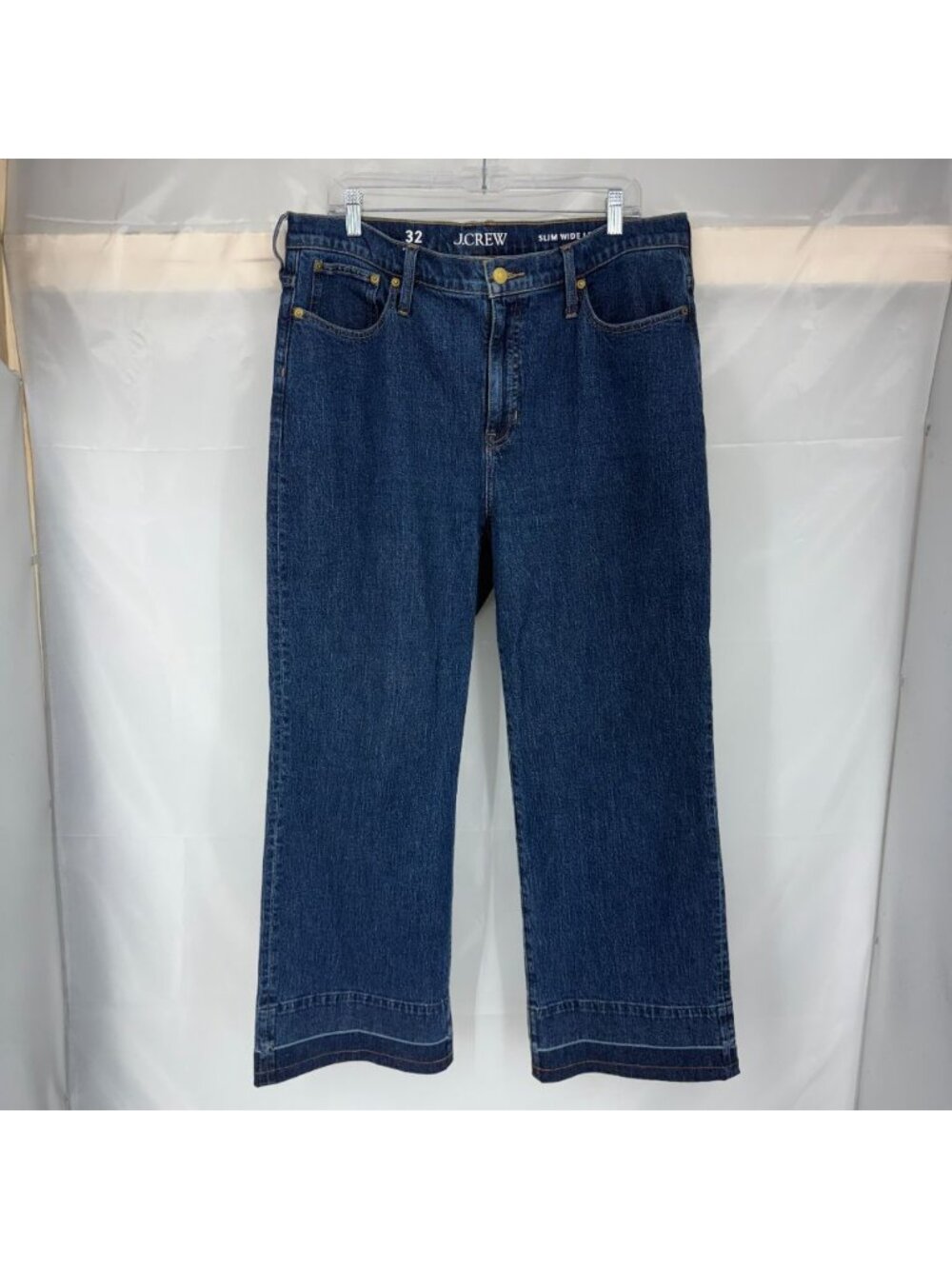 J Crew Women 32 Slim Wide Leg Jean Dark Wash Denim Minimalist Everyday Casual - Picture 2 of 12